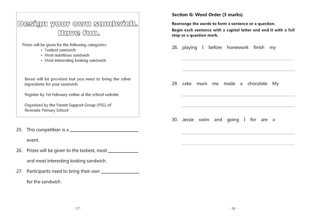 P1 ENGLISH MOCK EXAM PAPERS